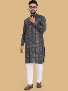 BAESD Paisley Woven Design Thread Work Mandarin Collar Empire Straight Kurta