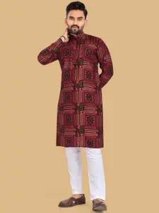 BAESD Ethnic Motifs Printed Mandarin Collar Long Sleeves Straight Kurta