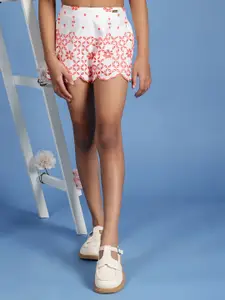 One Friday Girls Floral Schiffli Cutwork Shorts