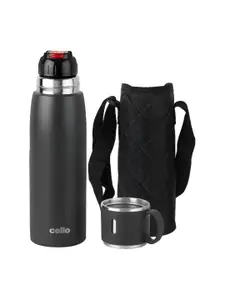 Cello Duro Black Stainless Steel  Double Walled Water Bottle 750 ml