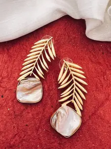 Sangria Gold-Plated Stone Studded Drop Earrings