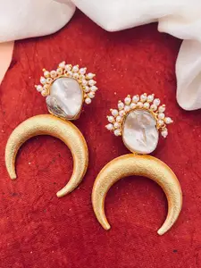 Sangria White Gold-Plated & Stone-Studded Drop Earrings