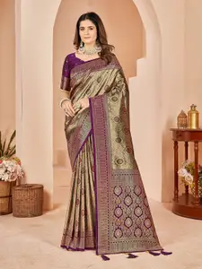 Mehrang Ethnic Motifs Woven Design Zari Silk Cotton Banarasi Saree