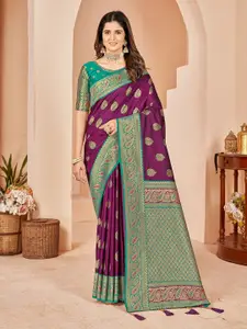 Mehrang Ethnic Motifs Woven Design Zari Silk Cotton Banarasi Saree