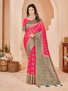 Mehrang Ethnic Motifs Woven Design Border Zari Silk Cotton Banarasi Saree