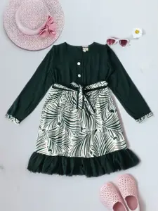 Bella Moda Girls Abstract Printed Casual Wear Dress