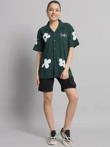 GRIFFEL Printed Pure Cotton Oversized Shirt With Shorts