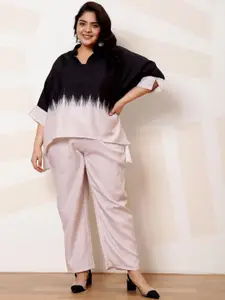 Athena Ample Plus Size Linen Relaxed Fit Mandarin Collar Top With Trousers Co-Ords