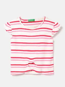 United Colors of Benetton Girls Striped Round Neck Cotton Top