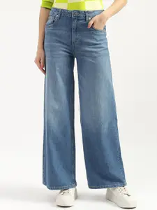 United Colors of Benetton Women Wide Leg High-Rise Heavy Fade Jeans