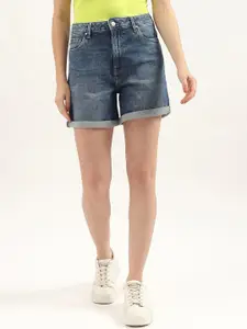 United Colors of Benetton Women Washed High-Rise Denim Shorts