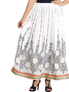 Exotic India Embellished Embroidered Flared A-Line Maxi Skirt