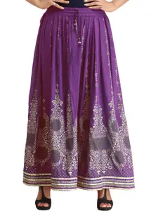 Exotic India Embellished Flared Maxi Skirt