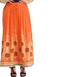 Exotic India Floral Printed Flared Maxi Skirts