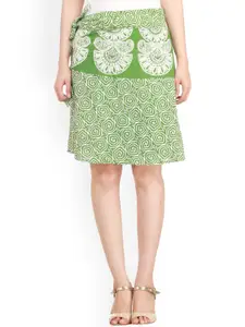 Exotic India Printed Cotton Wrap-Around Mini Skirt