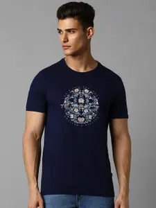 Louis Philippe Jeans Floral Printed Crew Neck Cotton Slim Fit T-shirt