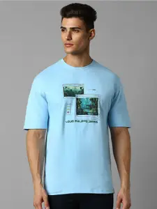 Louis Philippe Jeans Graphic Printed Crew Neck Cotton Slim Fit T-shirt