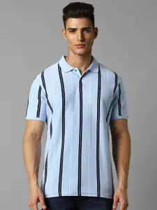 Louis Philippe Sport Striped Short Sleeves Cotton Polo Collar Slim Fit T-shirt