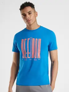 Reebok Statement Single Color Slim Fit Printed Pure Cotton T-shirt