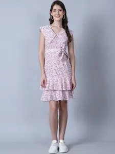 MARC LOUIS Floral Printed Cotton Fit And Flare Dress