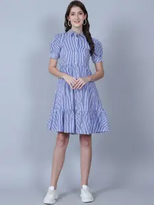 MARC LOUIS Vertical Striped Cotton Shirt Dress