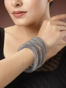 NVR Set of 4 Silver-Plated German Silver Oxidised Bangles