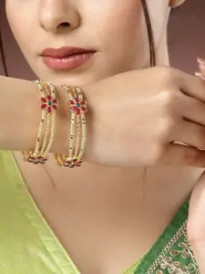 NVR Set of 2 Gold-Plated Stone-Studded Bangles
