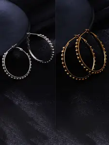 NVR Set of 2 Brass-Plated Circular Hoop Earrings