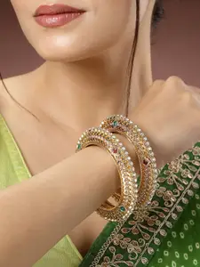 NVR Set of 2 Gold-Plated Kundan-Studded Bangles