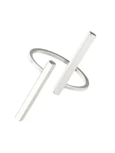 Goho Silver Adjustable Bar Finger Ring
