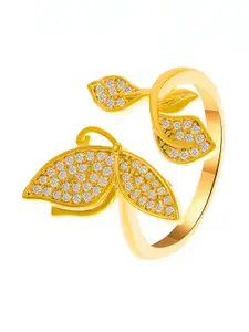 Goho Stone-Studded Leaf Ring