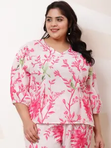 Athena Ample Plus Size Floral Printed Puff Sleeve Top