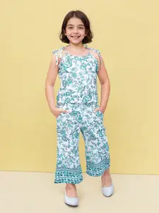 Toonyport Girls Printed Shoulder Straps Top With Palazzos