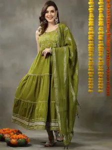 Stylum Embroidered Empire Maxi Ethnic Dresses With Dupatta