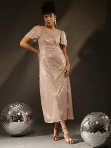 BAESD Embellished Net V-Neck Maxi Party Dress