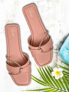 Shoestail Open Toe Flats