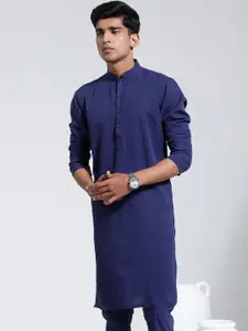 VASTRAMAY Long Sleeves Mandarin Collar Crepe Kurta