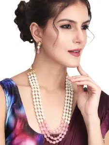 Anvik Gold-Plated Beaded Layered Necklace & Earrings