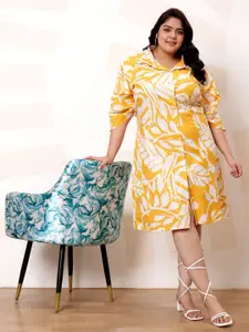 Athena Ample Plus Size Floral Print Cotton A-Line Casual  Dress