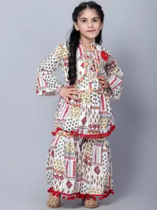 BAESD Girls Ethnic Motifs Printed Kurta with Sharara & Jacket