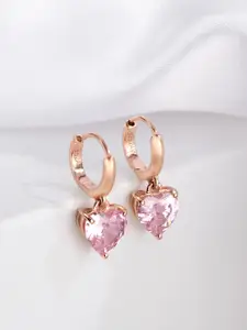 Zavya 925 Pure Sterling Silver Rose Gold-Plated Cubic Zirconia Contemporary Studs