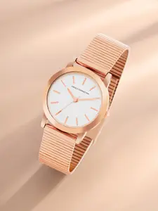 French Connection Women Stainless Steel Bracelet Style Straps Analogue Watch FCS06RGM