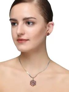 Adwitiya Collection 24CT Gold-Plated Stone-Studded Antique  Necklace & Earrings