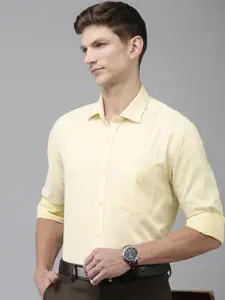 Park Avenue Pure Cotton Self Design Textured Slim Fit Opaque Formal Shirt