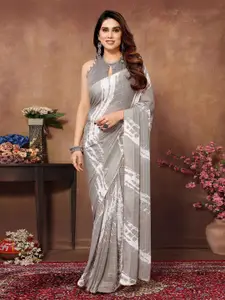PHORIA STYLE Checked Tie and Dye Poly Georgette Ready to Wear Saree