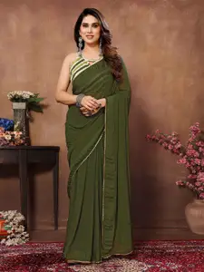 PHORIA STYLE Checked Poly Georgette Ready to Wear Saree