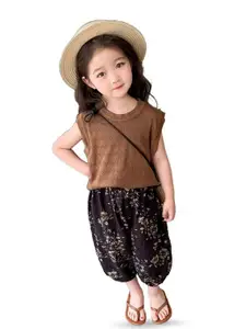 StyleCast x Revolte Girls Brown & Black Top with Shorts