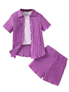 StyleCast x Revolte Girls Purple Shirt with Shorts