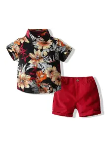 StyleCast x Revolte Boys Printed Short Sleeves Shirt Collar Cotton Shirt with Shorts