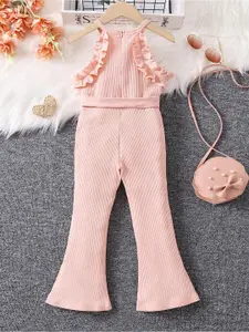 StyleCast x Revolte Girls Pink Striped Top with Palazzos